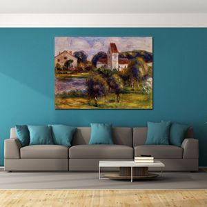 Canvas Wall Art Breton Landscape Church and Orchard Pierre Auguste Renoir Painting Handmade Oil Artwork Modern Studio Decor