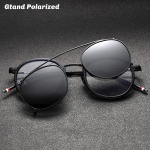 Gtand Vintage Round Metal SteamPunk Style Polariserad Clip On Solglasögon Lins Avtagbar TR90 Solglasögon Anti Blue Eyewear Båge