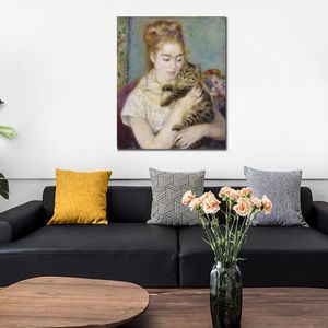 Słynne obrazy Pierre Auguste Renoir kobieta z kotem impresjonistyczny krajobraz ręcznie malowany obraz olejny Home Decor