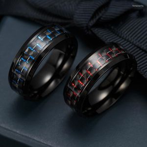 Trouwringen Mode 8mm Heren RVS Ring Inlay Zwart Koolstofvezel Verlovingssieraden Jubileumgeschenken