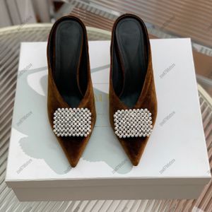 Luxury ladies high heels pearl shoes decorated elegantly black fuchsia summer party wedding show high heels designer high quality