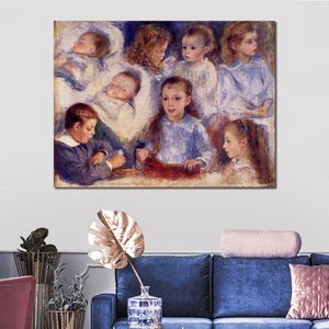 Figür tuval sanatı kadınları, Paul Berard Pierre Auguste Renoir resimlerinin çocuklarını eğitiyor El yapımı modern sanat eseri dekoru