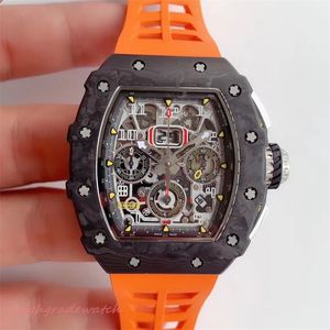 KV New Watch 11-03 is equipped with 7750 multi-function timing movement Ergonomic carbon fiber case sapphire mirror natural rubber band designer watches