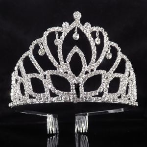 Headpieces Fashion Silver Wedding Bride Crystal Crown Handmade Hair Accessories Princess Birthday Rhinestone Headdress