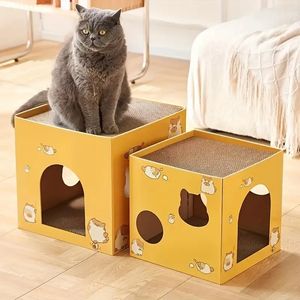 猫ハウス猫スクラッチャー段ボールハウス猫段ボールスクラッチャーボックスハウス屋内猫用爪を研いでスクラッチボックスで遊ぶ