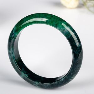 Armreif mit Zertifikat, reine Myanmar-Jade der Güteklasse A, dunkelgrünes Armband, elegante Prinzessin, echte Jade-Armreifen, Geschenke für Freundin und Mutter