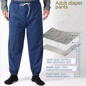 Roupas de dormir masculinas calças para incontinência à prova d'água absorventes de fraldas de pano para adultos contra vazamentos e para ficar seco durante o sono