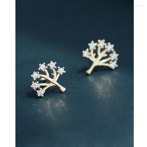 Stud Earrings MLKENLY Mini Tree Of Life Exquisite 925 Sterling Silver Golden Mori Female Student Leaf Accessories