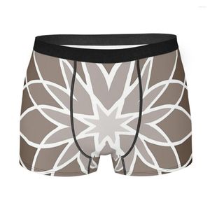 Cuecas Tons de Marrom Padrão Floral Cueca Boxer Masculina Padrões Geométricos Respiráveis Criativos Shorts de Alta Qualidade