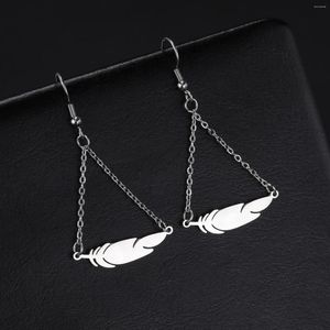 Dangle Earrings Lemegeton Infinity Symbol Feather Stainless Steel Drop For Women Gold Plated Fashion Pendant Jewelry Friendship Gift