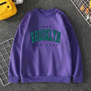 Moletons com capuz masculinos 1898 Brooklyn New York Man's Hooded Trend Solid Man's Sweats Personality Shoulder Drop Streetwear Sports Oversize Tops For Men