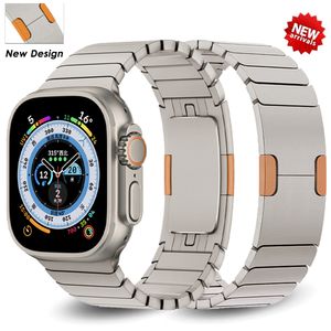 Tytanowy pomarańczowy pasek do zegarka Apple 8 Ultra 49mm 45mm bransoletka z ogniwami pętli do iWatch 7 41mm 6 5 4 44mm 42 pasek ze stali nierdzewnej