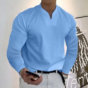 Dresses Spring and Autumn Men's Fiess Plus Size Trend Sports Longsleeved Designer Tshirt Men's Fashion Vneck Casual Business Top