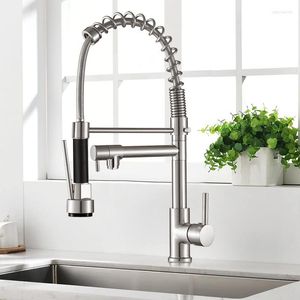 Baterie do umywalek łazienkowych Kran Pull Down 360 Rotation Kitchen Water Tap Mikser z jednym uchwytem Brass Out