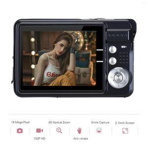 Digitalkameras Tragbare 720P-Kamera-Video-Camcorder 18MP PO 8X Zoom Anti-Shake 2,7 Zoll großer TFT-Akku Tragetasche USB für Kinder Teenager