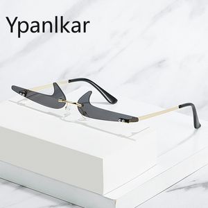 Små båglösa solglasögon Kvinnor 2022 Nytt Mode Vintage Populärt resor Roliga Glasögon Sexiga Prom Solglasögon utan ram för män