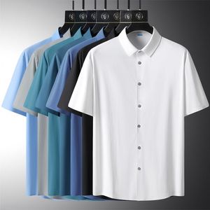 Klänning 2023 Summer Fashion Oversize 7xl 8xl Business Black White Shirts For Men's Short Sleeves Casual bluskläder