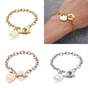 Famous Jewelry Women Love Bracelet Bangles Stainless Steel Gold Heart Bracelets For Birthday Party Gift