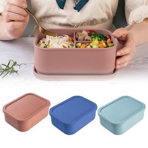Yemek takımı seti silikon bento kutusu dayanıklı öğle yemeği istiflenebilir depolama kabı mikrodalga fırınlı plastik meyve aletleri için