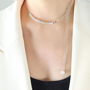 Pendant Necklaces SDA Square Crystal Stone Faux Pearl Necklace Copper Women Jewelry