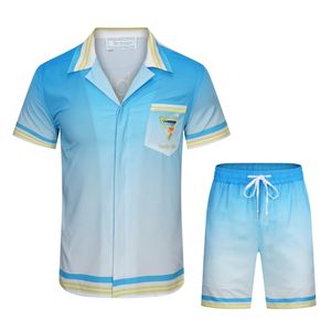 herrshorts och t-shirt set Casablanca herr set Mode semester partryck Designer T-shirt Casual kortärmad klänningskjorta tt