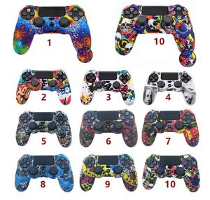 Färger Silikon Camo Protective Skin Case För Sony Dualshock 4 PS4 DS4 Pro Slim Controller Anti Slip-fodral