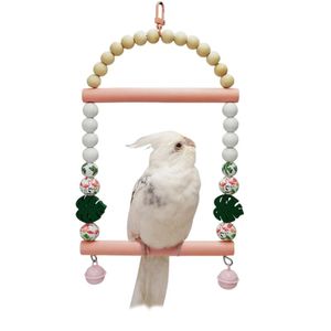 Parrot Swing Toy Chewing Standing Hanging Perch Hammock Playing Table with Bells Bird Cage Accessories for Budgerigar Parakeet Conure
