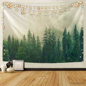 Tapestries Misty Forest Landscape Wall Hanging Tapestry Art Deco Blanket Curtains Hanging at Home Bedroom Living Room Decor R230710