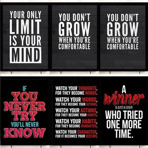 Motivation Of Winners Of the Bodybuilding Gym Inspirational Quotes Canvas GYM Painting designs images Wall Art Poster Customized size Home Gym Office Decorative