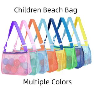 Großhandel Aufbewahrungstasche Kinder Strandtasche Einzelne Schulter Mesh Strandtasche Shell Tragbare Spielzeug Sammeln Organizer Tasche Verstellbare Outdoor-Reise Kinder Strandtasche