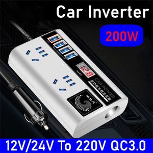 점프 스타터 12V 220V 사인 웨이브 200W 인버터 QC30 고속 충전 용 자동차 차량용 충전기 전력 변환기 HKD230710