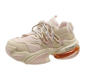 Stivali da donna Sneakers in pelle grossa Piattaforma alta Ulzzang Scarpe sportive Nuove scarpe casual con zeppa da donna con fondo spesso