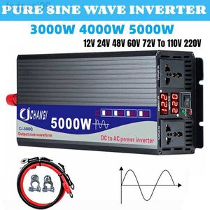 Jump Starter 300040005000W Pure Sine Wave DC 12V 24V 48V 60V till AC 220V Power Convert Double Socket Converter Solar Car Inverter HKD230710