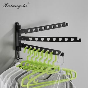 Hangers Racks Aluminum Black Clothes Rack Swivel Folding Hanger Dryer Balcony Drying For Wall Mounted WB3017 230710