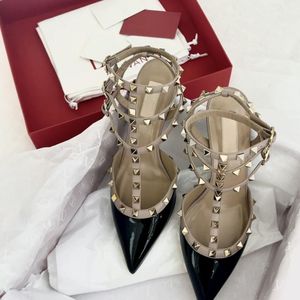 2023 Designer casual Sexy lady fashion Brand Women Fashion spikes spikes point toe strappy salto alto noiva sapatos de casamento sapatos ty