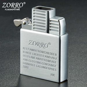 Zorro original fogo duplo isqueiro à prova de vento movimento sem gás querosene jato tocha inflável tanque interno ferramenta diy 5k43