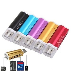 500pcs Lighter Shaped All In One USB Multi Memory Card Reader for Micro SDTF M2 MMC SDHC MS Free DHL