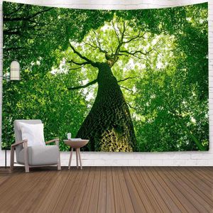 Tapisserier Tree Landscape Tapestry Forest Wall Tapestry Wall Hängande Tapestry Scenic Curtain Wall Art Decor Beach Mat