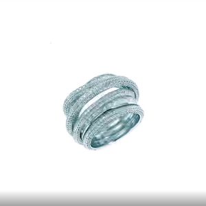 Com pedras laterais 925 joias de prata esterlina para mulheres anel multicamadas onda do mar pave branco vermelho verde azul zircão 230710