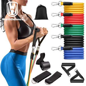 Faixas de resistência Worthdefence Gym Conjunto de faixas de resistência de fitness de borracha resistente Puxe corda auxiliar para equipamento de treino de treinamento crossfit HKD230710