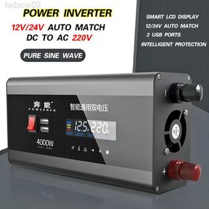 2200W 2800W Pure Sine Wave Inverter Power Bank, DC 12V 24V Auto Match AC 220V Voltage Converter Solar Inverter