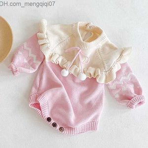 Rompers Spring Summer Autumn and Winter Newborn Clothing Boys and Girls Baby Waffles Cotton Warm and Cute Bear Jumpsuit Girls Plus Velvet One Piece Jumpsuit Z230711