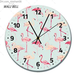 Wanduhren Vogeleule Flamingo-Wanduhr ohne Tick-Wanduhr Papageienvogel Haustierart exotische Wandkunst Feldgarten Heimdekoration WB027 Z230710