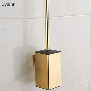 Toothbrush Holders electroplating golden stainless steel long handled toilet brush cup set el bathroom accessories wall mounted cleaning 230710