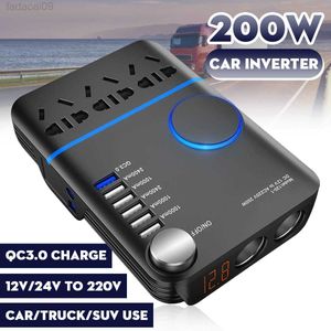 ジャンプスターター車 200 ワット 12V24V に 220V シガーライター電源インバーターアダプター QC 30 5 USB 充電器高速充電 HKD230710