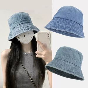 Chapéus Stingy Brim Chapéu Dobrável Pescador para Mulheres Verão Algodão Bucket Lavado Jeans Bob Bonés Hip Hop Gorros Masculino 230710