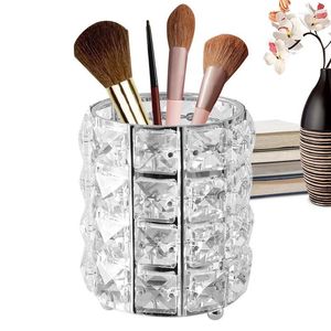 Förvaringslådor Crystal Makeup Brush Holder Europe Metal Organizer Cup för toalettbord Hem Desktopkontor