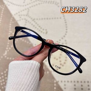 Fashion CH top sunglasses New CH3282 Plain Face Glasses Flat Mirror Round Frame Dark Women's Net Red Eye with original box Correct version high quality