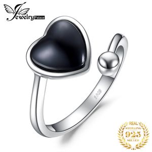 Jewelrypalace 1.2ct Doğal Siyah Onyx 925 Sterling Gümüş Ayarlanabilir Solitaire Düğün Nişan Yüzüğü Kadınlar Moda Hediyesi