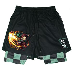 Pantaloncini da uomo Kimetsu no Yaiba Demon Slayer Anime Gym Uomo Donna Kawaii Manga Cartoon Print 2 In1 Performance to Workout Summer 230710